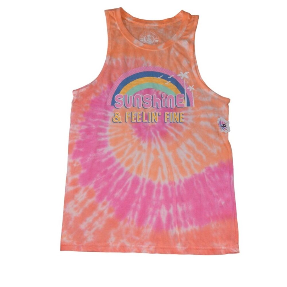 Love & Pineapples Tie-Dye Tank Top - Sunshine & Feelin' Fine Graphic - S